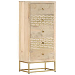 ZNTS Drawer Cabinet Gold 45x30x105 cm Solid Mango Wood 286503