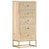 ZNTS Drawer Cabinet Gold 45x30x105 cm Solid Mango Wood 286503