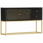 ZNTS Sideboard Black and Gold 120x30x75 cm Solid Mango Wood 286512