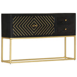ZNTS Sideboard Black and Gold 120x30x75 cm Solid Mango Wood 286512