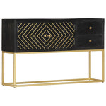 ZNTS Sideboard Black and Gold 120x30x75 cm Solid Mango Wood 286512