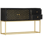 ZNTS Sideboard Black and Gold 120x30x75 cm Solid Mango Wood 286512