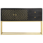 ZNTS Sideboard Black and Gold 120x30x75 cm Solid Mango Wood 286512