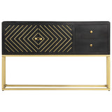 ZNTS Sideboard Black and Gold 120x30x75 cm Solid Mango Wood 286512