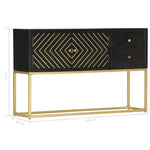 ZNTS Sideboard Black and Gold 120x30x75 cm Solid Mango Wood 286512