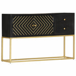 ZNTS Sideboard Black and Gold 120x30x75 cm Solid Mango Wood 286512