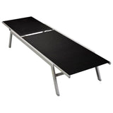ZNTS Sun Lounger Steel and Textilene Black 48011