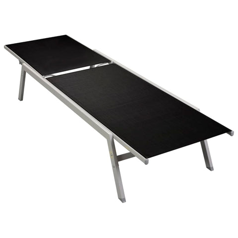 ZNTS Sun Lounger Steel and Textilene Black 48011
