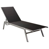 ZNTS Sun Lounger Steel and Textilene Black 48011
