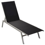 ZNTS Sun Lounger Steel and Textilene Black 48011