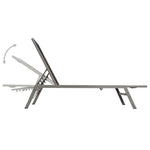 ZNTS Sun Lounger Steel and Textilene Black 48011