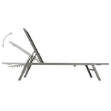 ZNTS Sun Lounger Steel and Textilene Black 48011