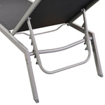 ZNTS Sun Lounger Steel and Textilene Black 48011