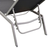 ZNTS Sun Lounger Steel and Textilene Black 48011