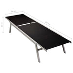 ZNTS Sun Lounger Steel and Textilene Black 48011