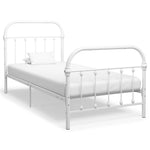 ZNTS 284493 Bed Frame without Mattress White Metal 100x200 cm