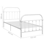 ZNTS 284493 Bed Frame without Mattress White Metal 100x200 cm