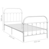 ZNTS 284493 Bed Frame without Mattress White Metal 100x200 cm
