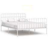 ZNTS Bed Frame without Mattress with Slatted Base White Metal 200x200 cm 284607