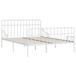 ZNTS Bed Frame without Mattress with Slatted Base White Metal 200x200 cm 284607