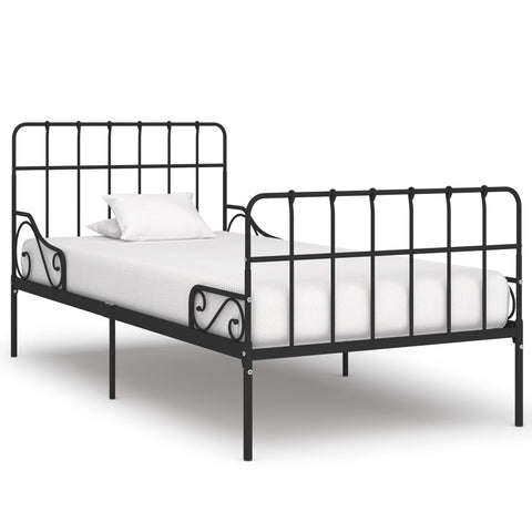 ZNTS Bed Frame with Slatted Base Black Metal 90x200 cm 284608