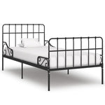 ZNTS Bed Frame with Slatted Base Black Metal 100x200 cm 284609