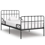 ZNTS Bed Frame with Slatted Base Black Metal 100x200 cm 284609