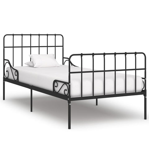 ZNTS Bed Frame with Slatted Base Black Metal 100x200 cm 284609