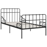ZNTS Bed Frame with Slatted Base Black Metal 100x200 cm 284609