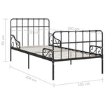 ZNTS Bed Frame with Slatted Base Black Metal 100x200 cm 284609