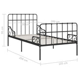ZNTS Bed Frame with Slatted Base Black Metal 100x200 cm 284609