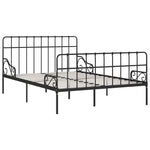 ZNTS Bed Frame with Slatted Base Black Metal 160x200 cm 284612