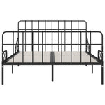 ZNTS Bed Frame with Slatted Base Black Metal 160x200 cm 284612