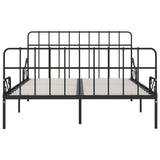 ZNTS Bed Frame with Slatted Base Black Metal 160x200 cm 284612