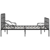 ZNTS Bed Frame with Slatted Base Black Metal 160x200 cm 284612