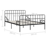ZNTS Bed Frame with Slatted Base Black Metal 160x200 cm 284612