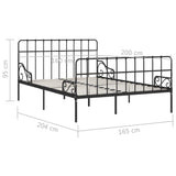 ZNTS Bed Frame with Slatted Base Black Metal 160x200 cm 284612