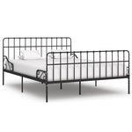 ZNTS Bed Frame with Slatted Base Black Metal 200x200 cm 284614