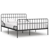 ZNTS Bed Frame with Slatted Base Black Metal 200x200 cm 284614