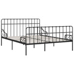 ZNTS Bed Frame with Slatted Base Black Metal 200x200 cm 284614