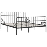 ZNTS Bed Frame with Slatted Base Black Metal 200x200 cm 284614