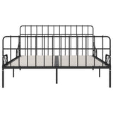 ZNTS Bed Frame with Slatted Base Black Metal 200x200 cm 284614