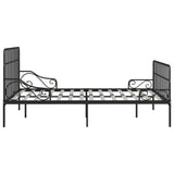 ZNTS Bed Frame with Slatted Base Black Metal 200x200 cm 284614