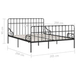 ZNTS Bed Frame with Slatted Base Black Metal 200x200 cm 284614