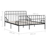 ZNTS Bed Frame with Slatted Base Black Metal 200x200 cm 284614
