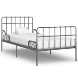 ZNTS Bed Frame with Slatted Base Grey Metal 90x200 cm 284615
