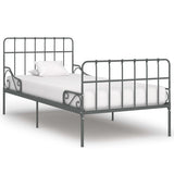 ZNTS Bed Frame with Slatted Base Grey Metal 100x200 cm 284616