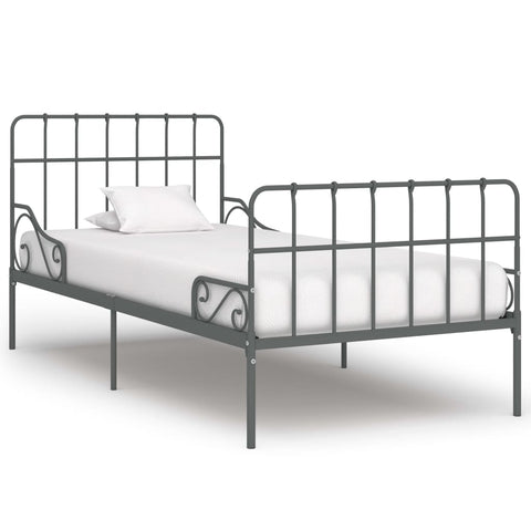 ZNTS Bed Frame with Slatted Base Grey Metal 100x200 cm 284616
