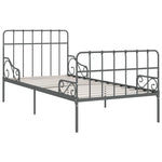 ZNTS Bed Frame with Slatted Base Grey Metal 100x200 cm 284616