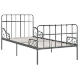 ZNTS Bed Frame with Slatted Base Grey Metal 100x200 cm 284616
